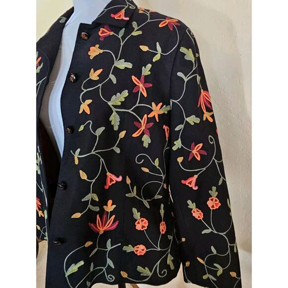 VTG Noviello Bloom Wool Embroidered Jacket W/belt Size 12 - Picture 12 of 16